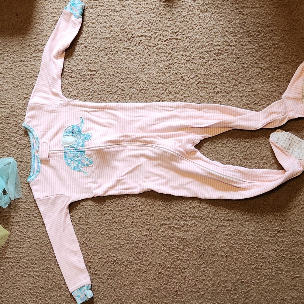Carter's Pink Striped Elephant Footie